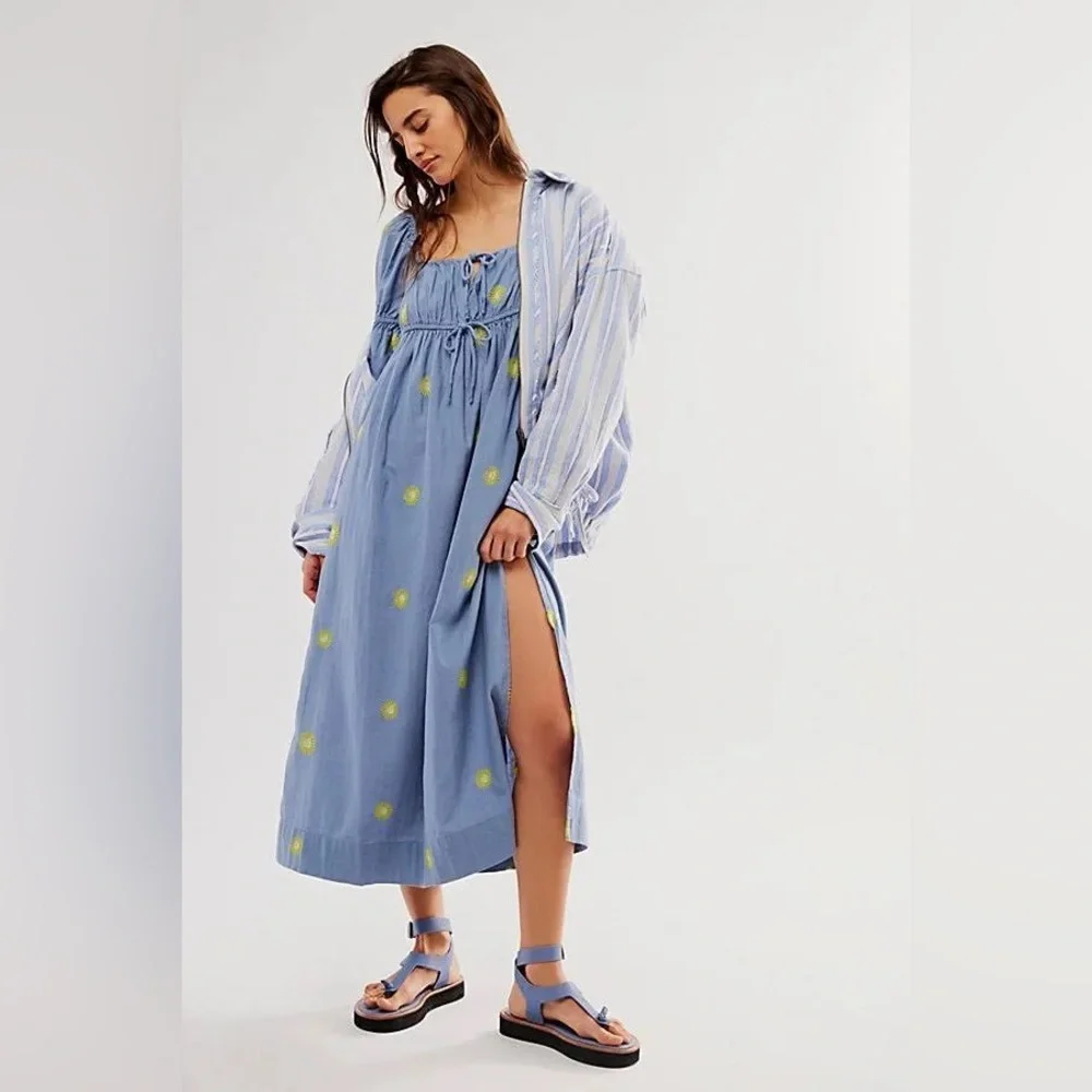 Free People Emory Embroidered Midi Dress - Picture 2 of 7